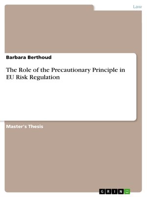 cover image of The Role of the Precautionary Principle in EU Risk Regulation